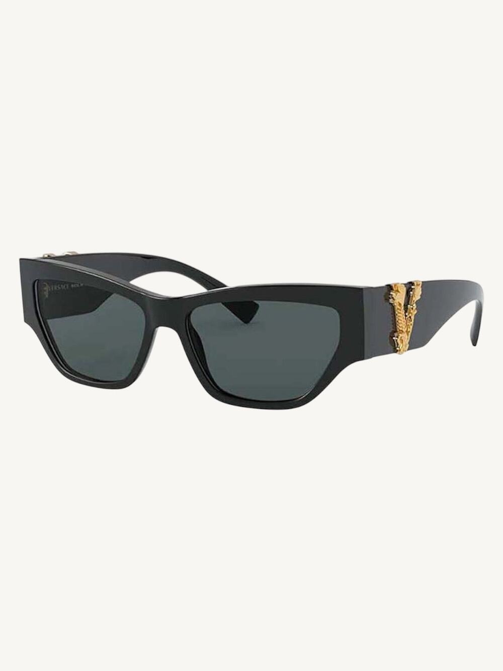 Versace VE4383 GB1/87 Black Cat Eye Sunglasses  Gold Barocco V  New Full Set